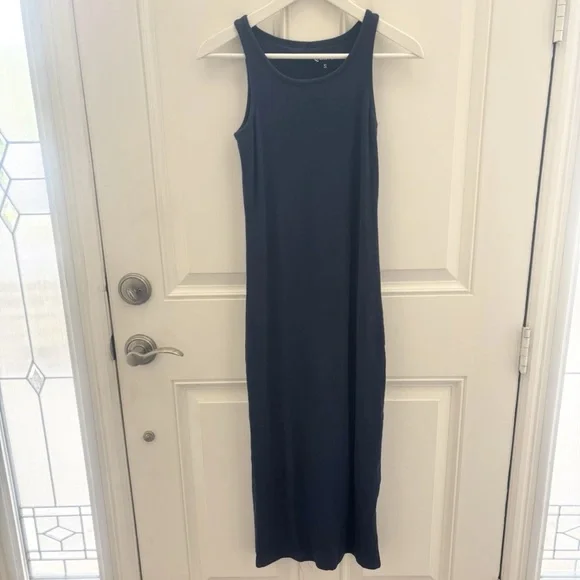 Quince Navy Tencel Rib Knit Sleeveless Dress Small - Picture 5 of 12